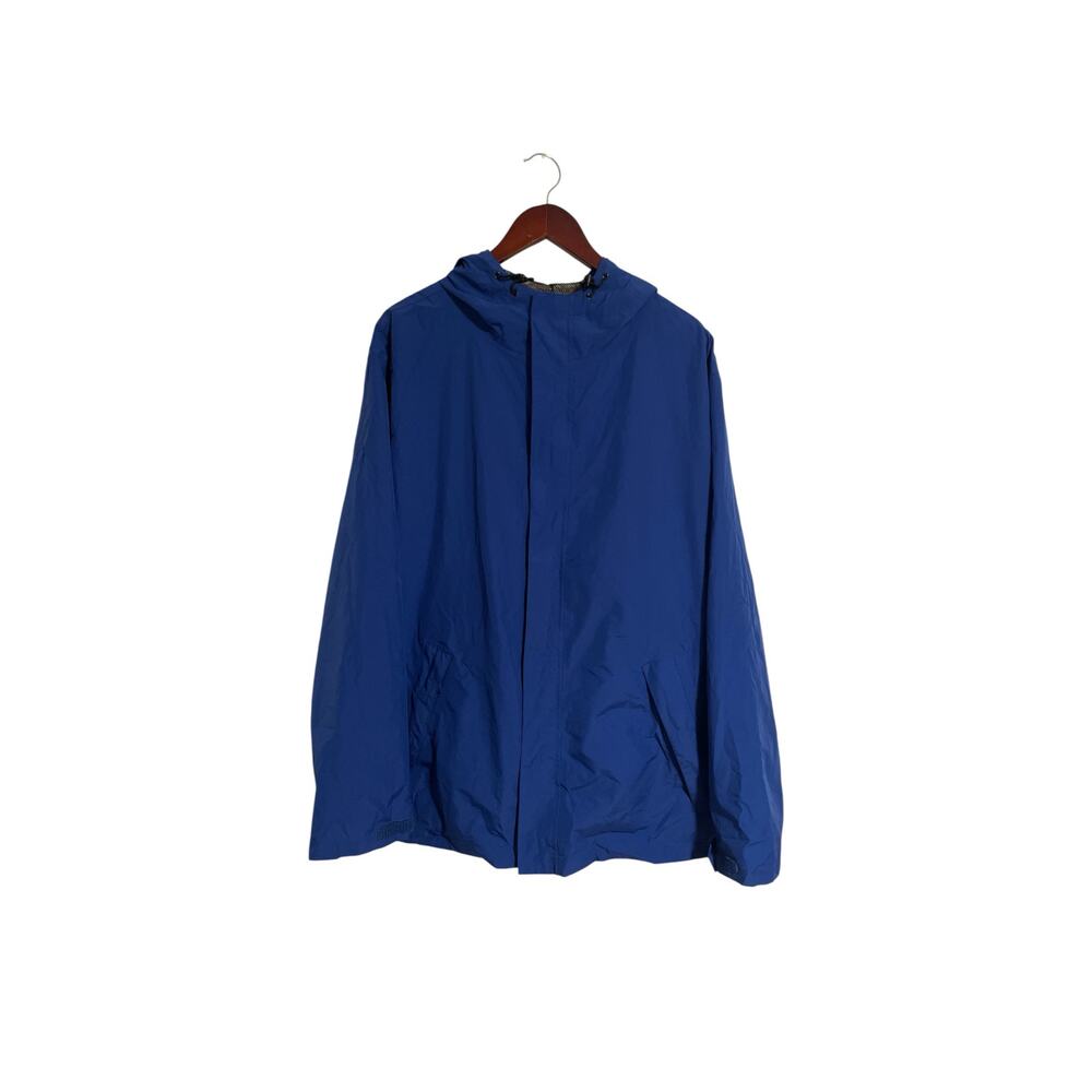 Lands’ End Hooded Jacket Men’s XL Blue Lightweight Windbreaker Waterproof Rain